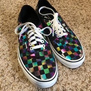 Women's metallic checkered Off the Wall vans nwot